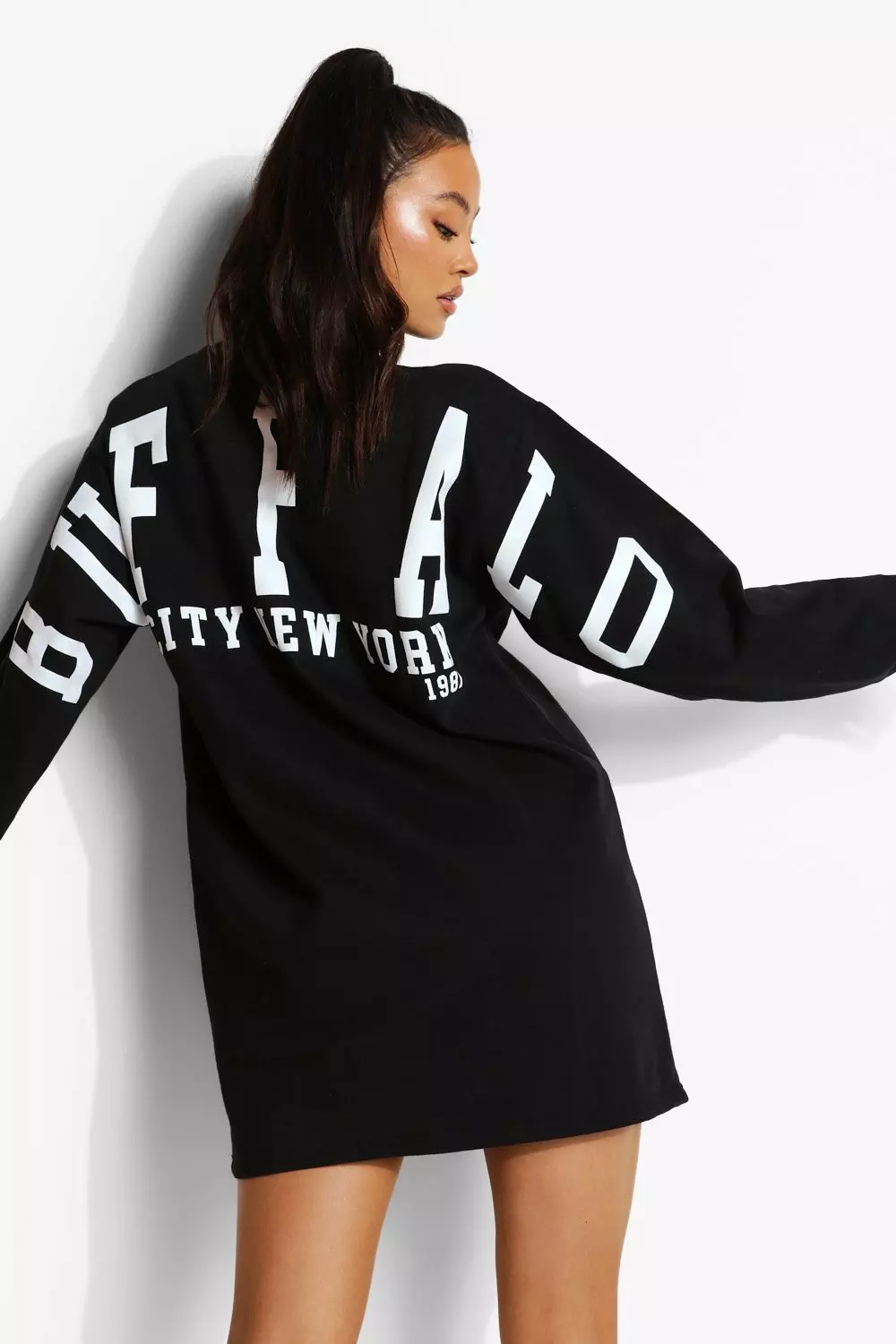 Varsity Back Print Sweater Dress
