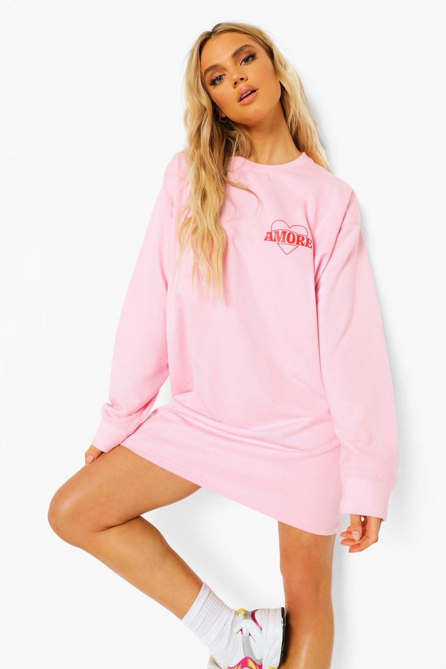 Pink Amore Pocket Print Sweater Dress image number 1