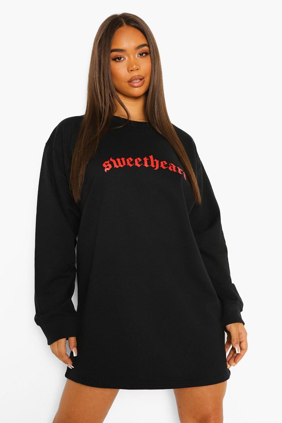 Black "Sweetheart" Sweatshirtklänning image number 1