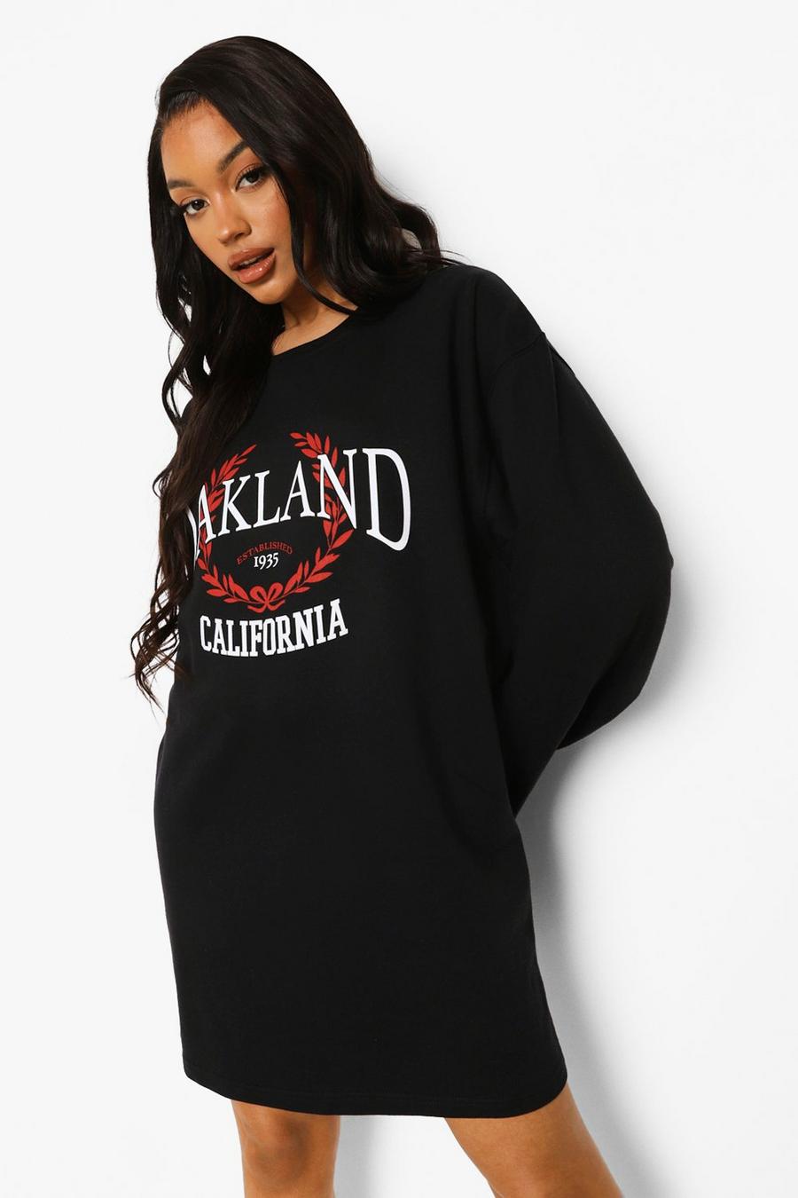 Black Oakland Varsity Print Sweater Dress image number 1