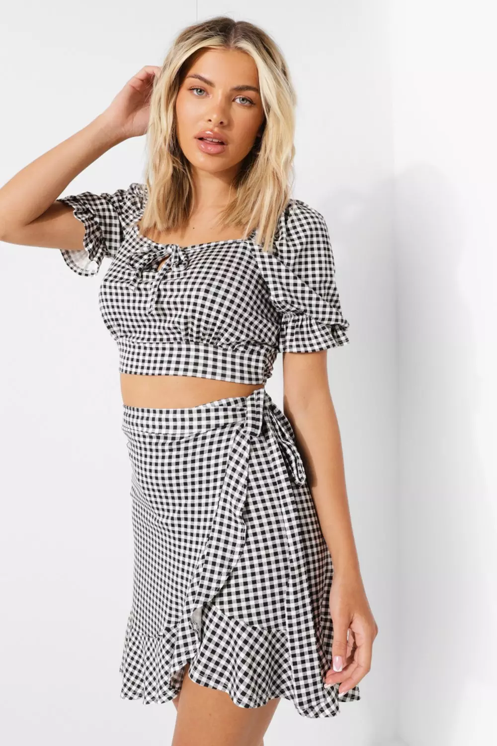 Gingham frill best sale skirt
