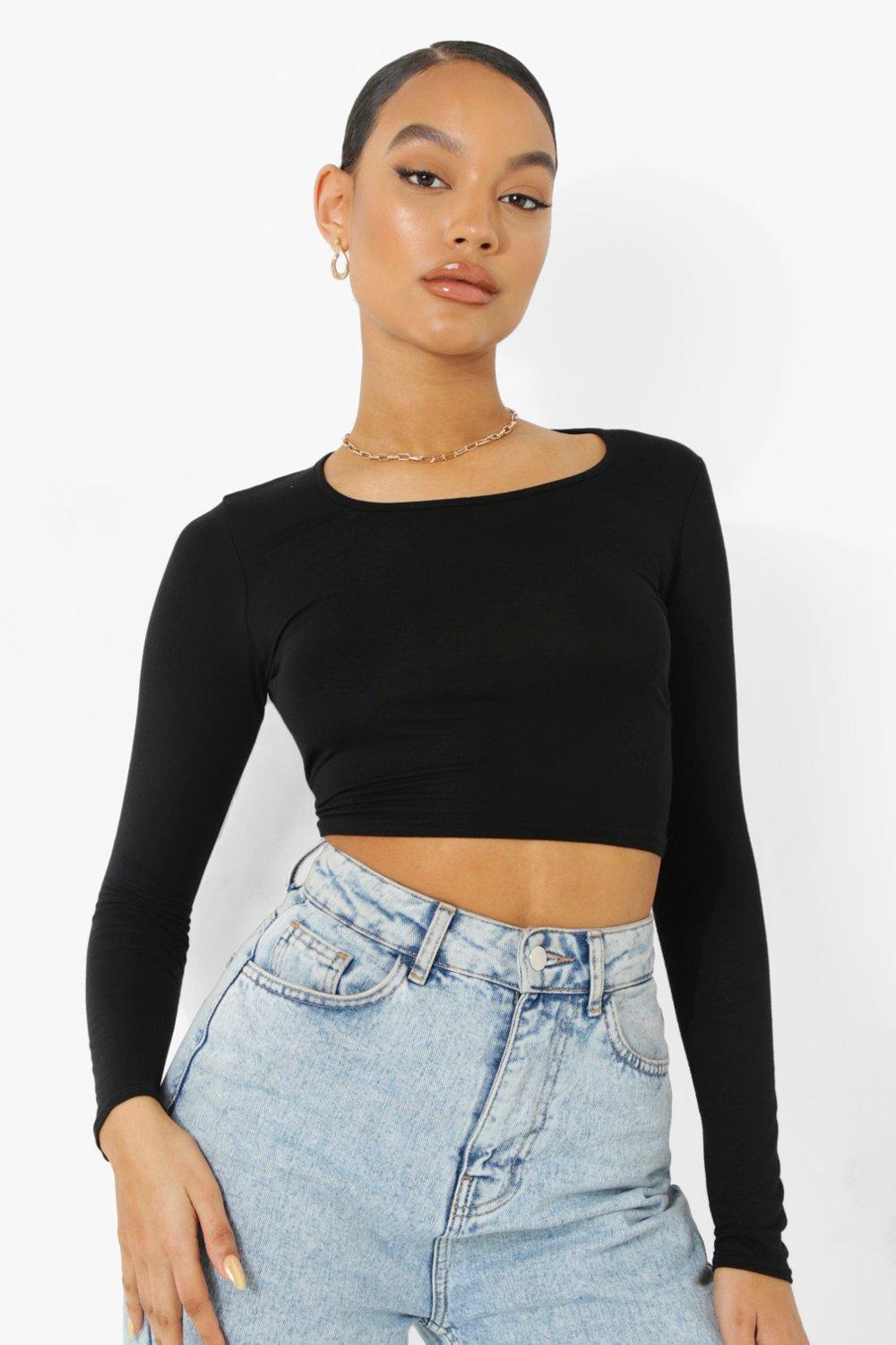 Top corto a maniche lunghe boohoo IT