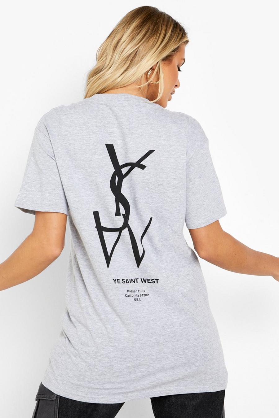 Grey "Ye Saint West" Oversize t-shirt med tryck bak image number 1