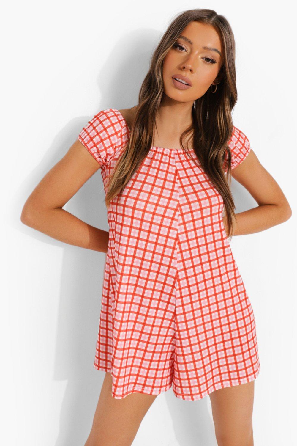 red check playsuit