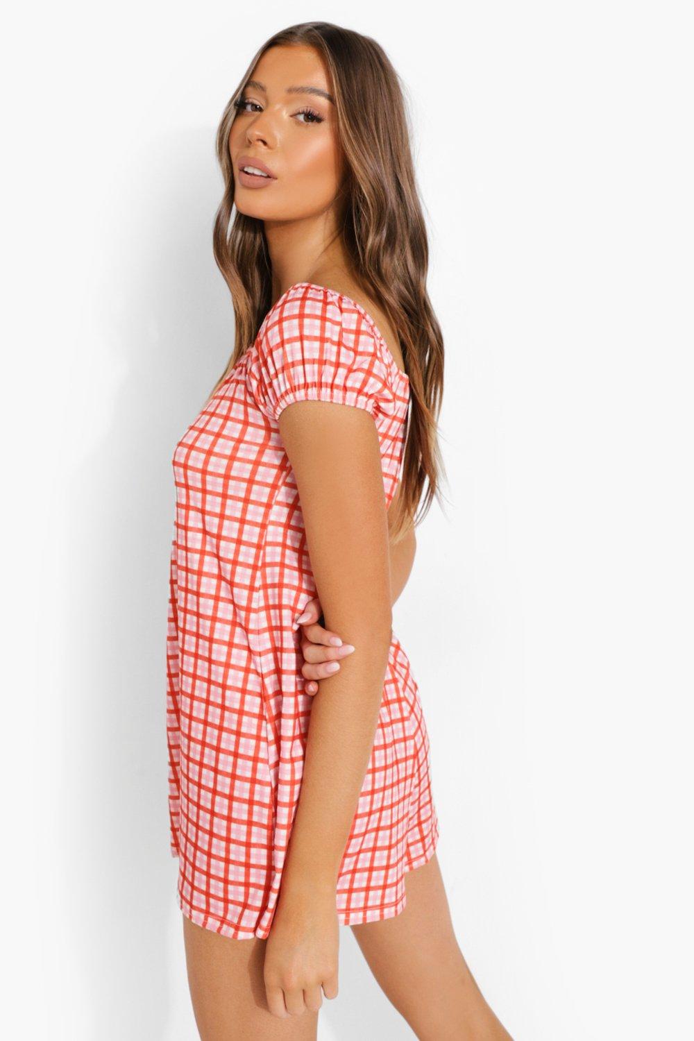 red check playsuit