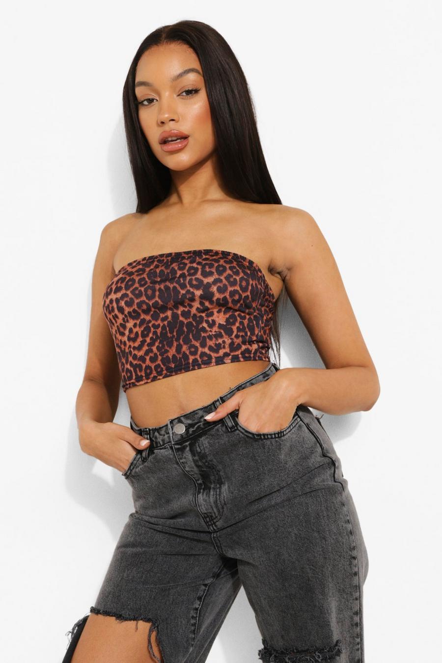 Leopard Print Jersey Tube Top image number 1