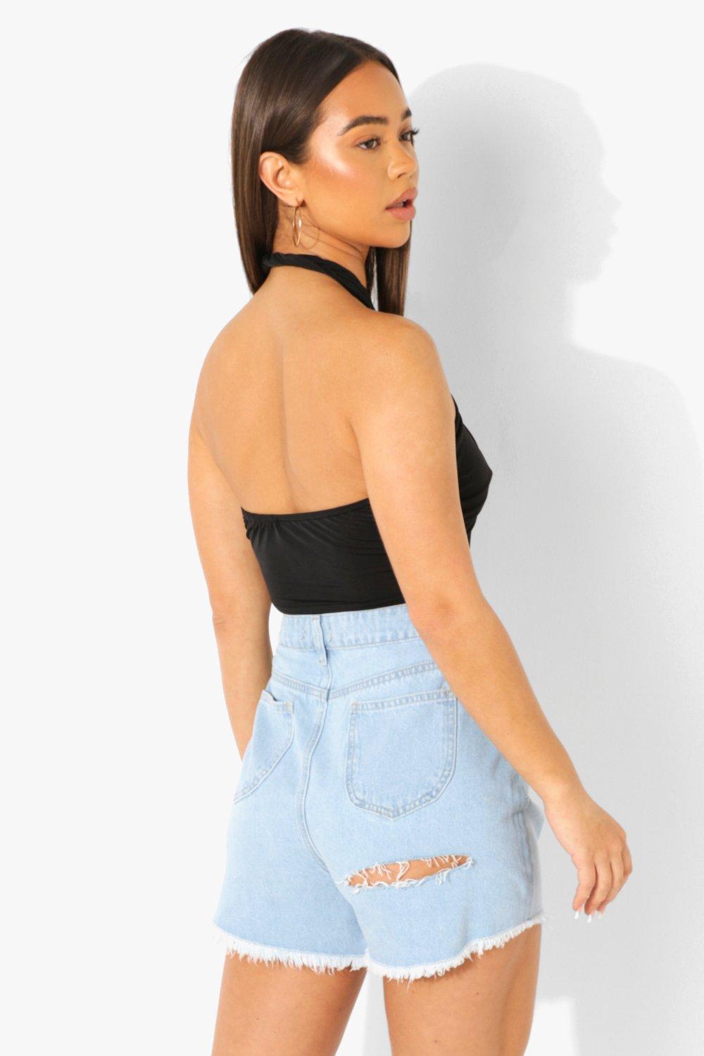 Boohoo Arabella Mesh Panel Halterneck Crop Top, $16