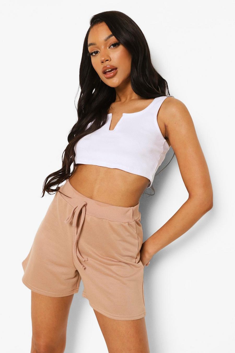 Stone beige Loopback Drawcord Shorts image number 1