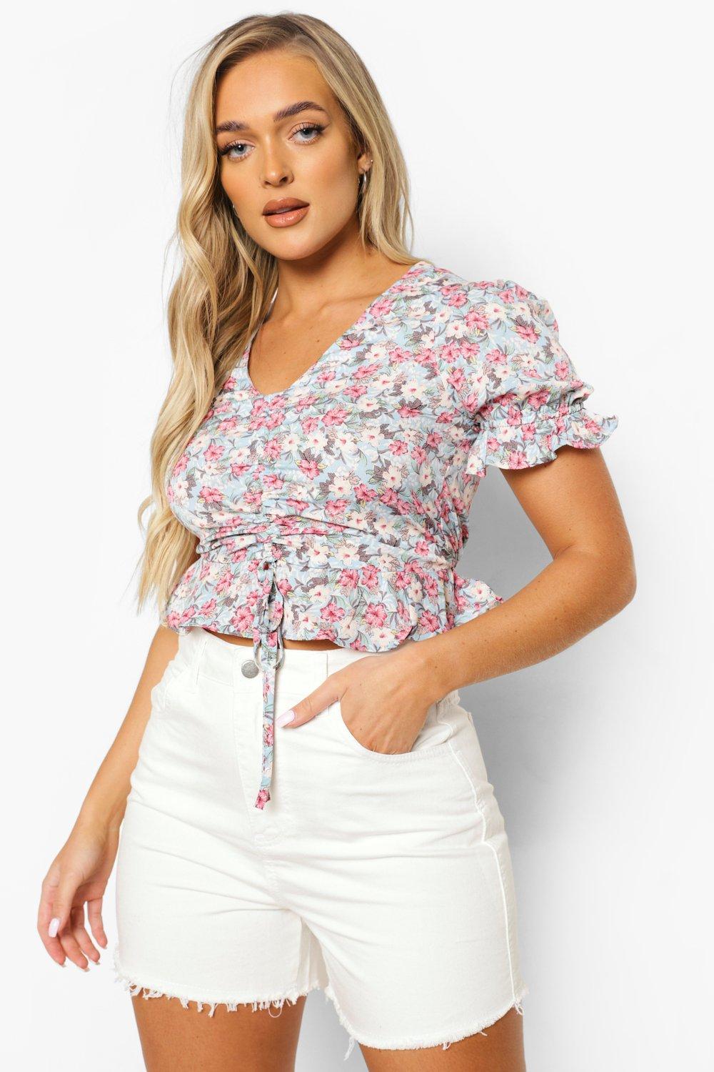 ruched floral top