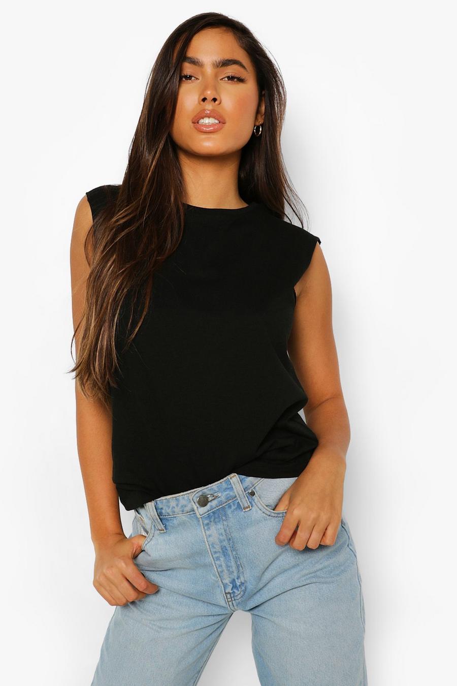 Black Sleeveless Oversized T Shirt image number 1