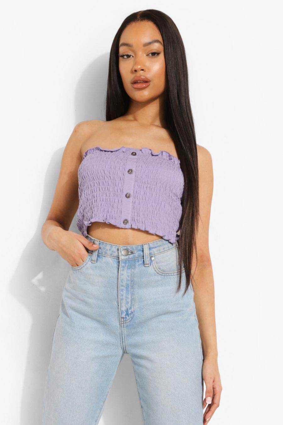Lilac Sheered Button Through Tube Top image number 1