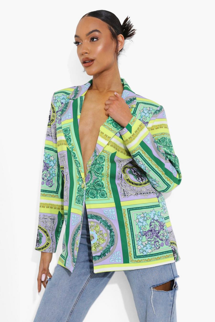 Emerald Scarf Print Tailored Blazer image number 1