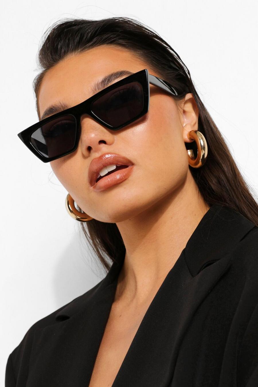 All Black Square Cat Eye Sunglasses image number 1