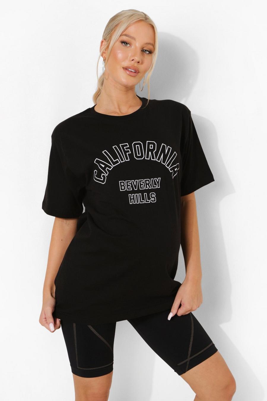 T-shirt oversize con scritta California, Black