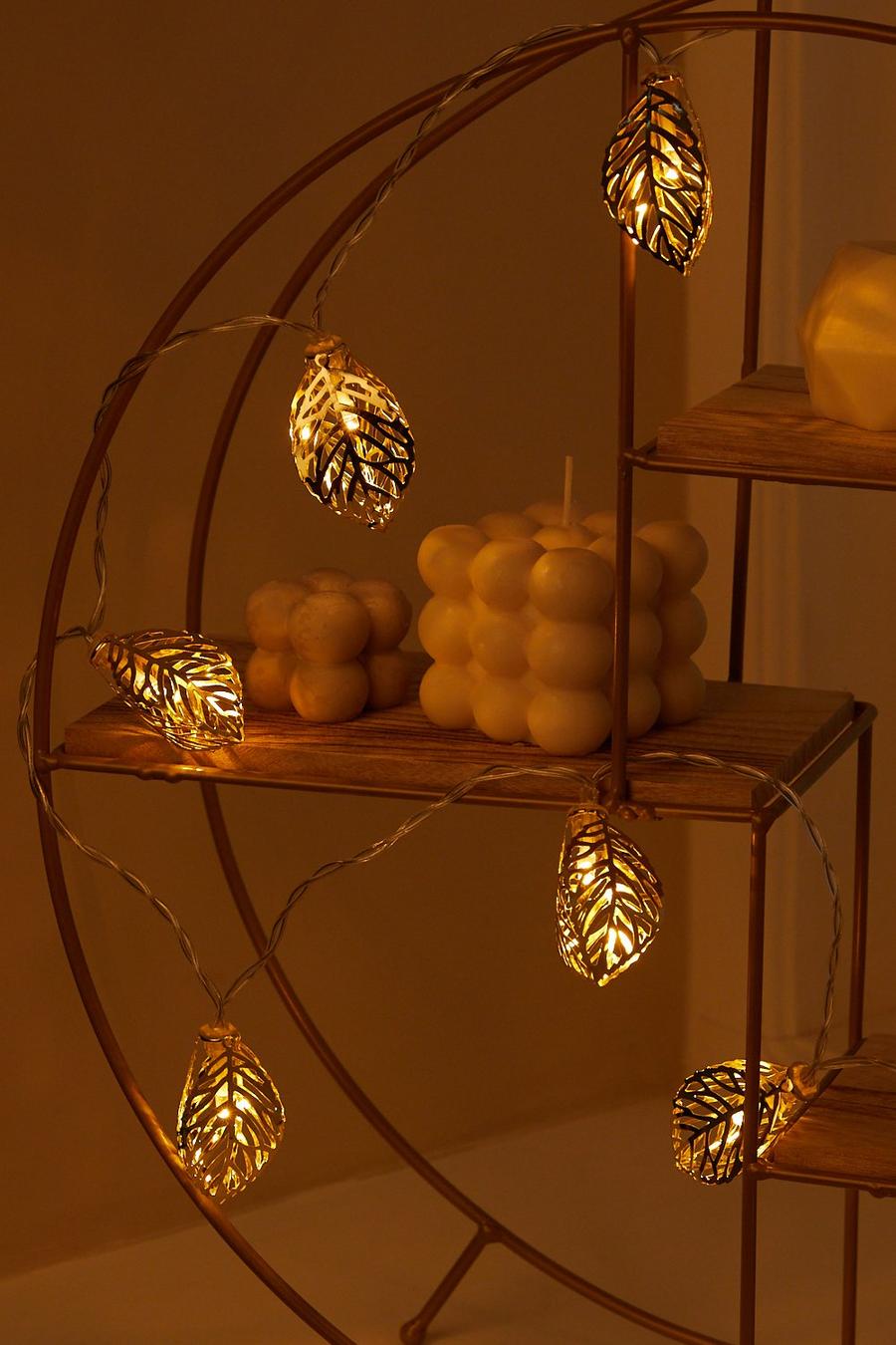 Guirnalda de luces con diseño de hojas, Dorado image number 1