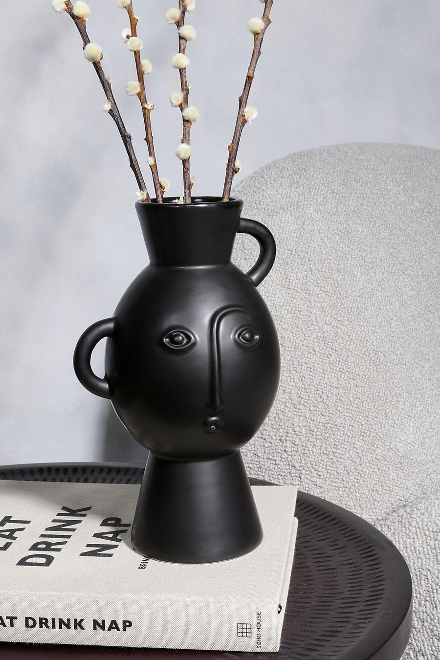 Black Amira Face Vase With Handles image number 1