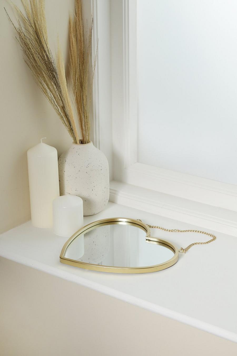 Gold Heart Shape Hanging Mirror image number 1