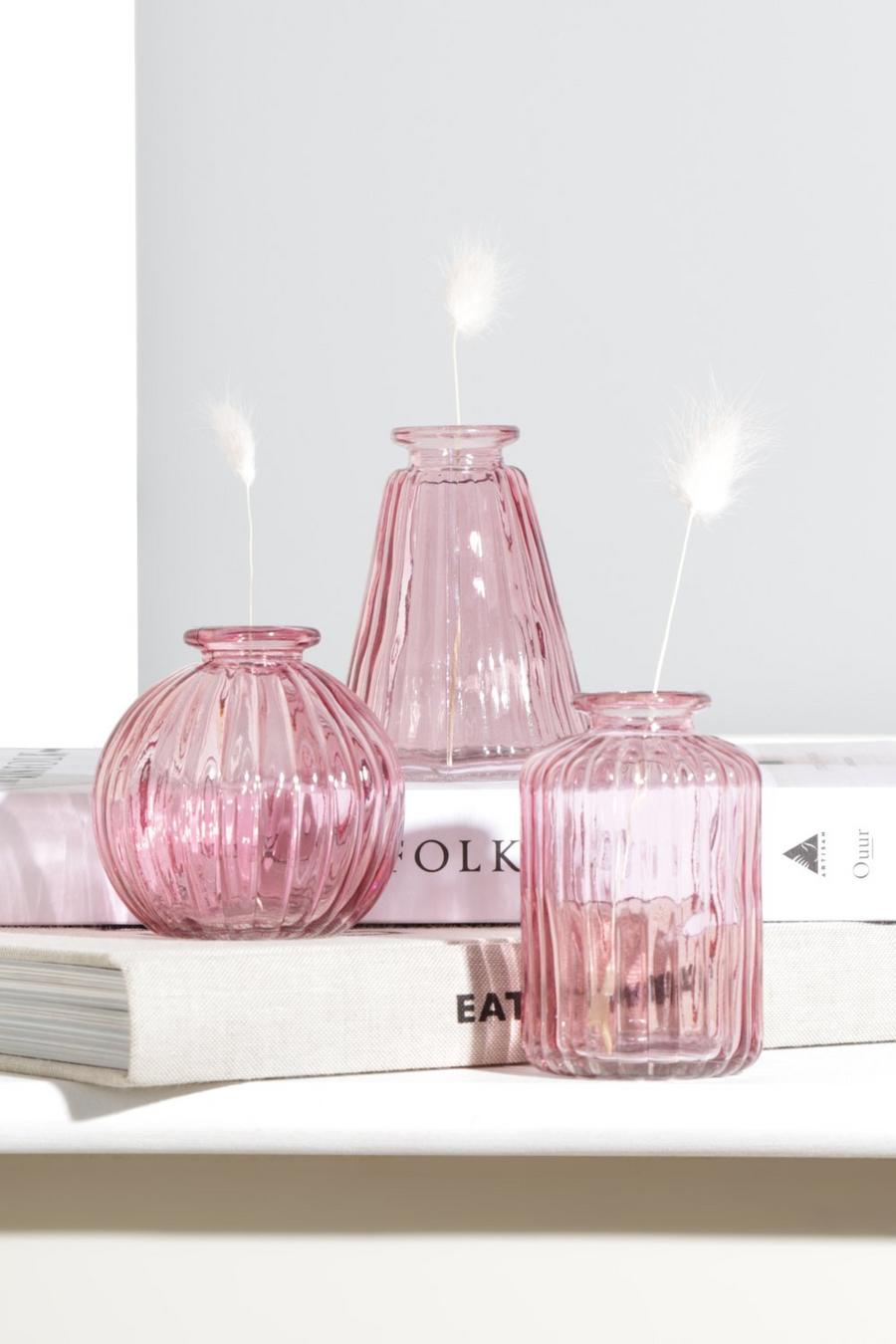 Pink Glass Bud Vases - Set Of 3 image number 1