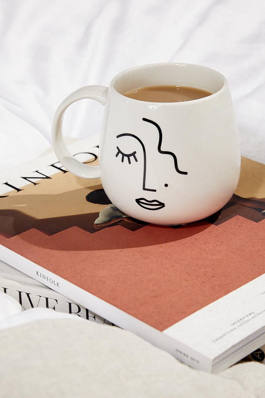 White Abstract Face Mug image number 1