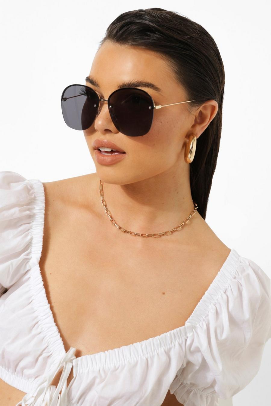 Silver Oversized Gradient Lens Sunglasses image number 1