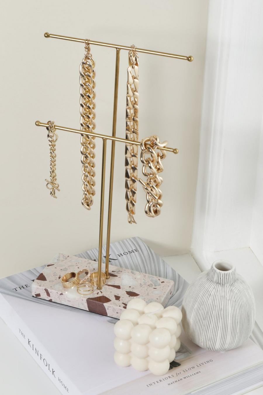 Double Terrazzo Gold Jewellery Stand image number 1