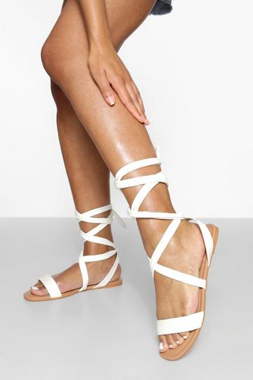 Wide Fit Basic Ankle Wrap Sandal white