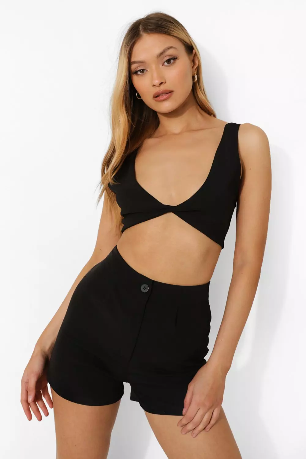 Black best sale flare shorts