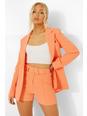 Coral Seam Front Belted Tailored Shorts
