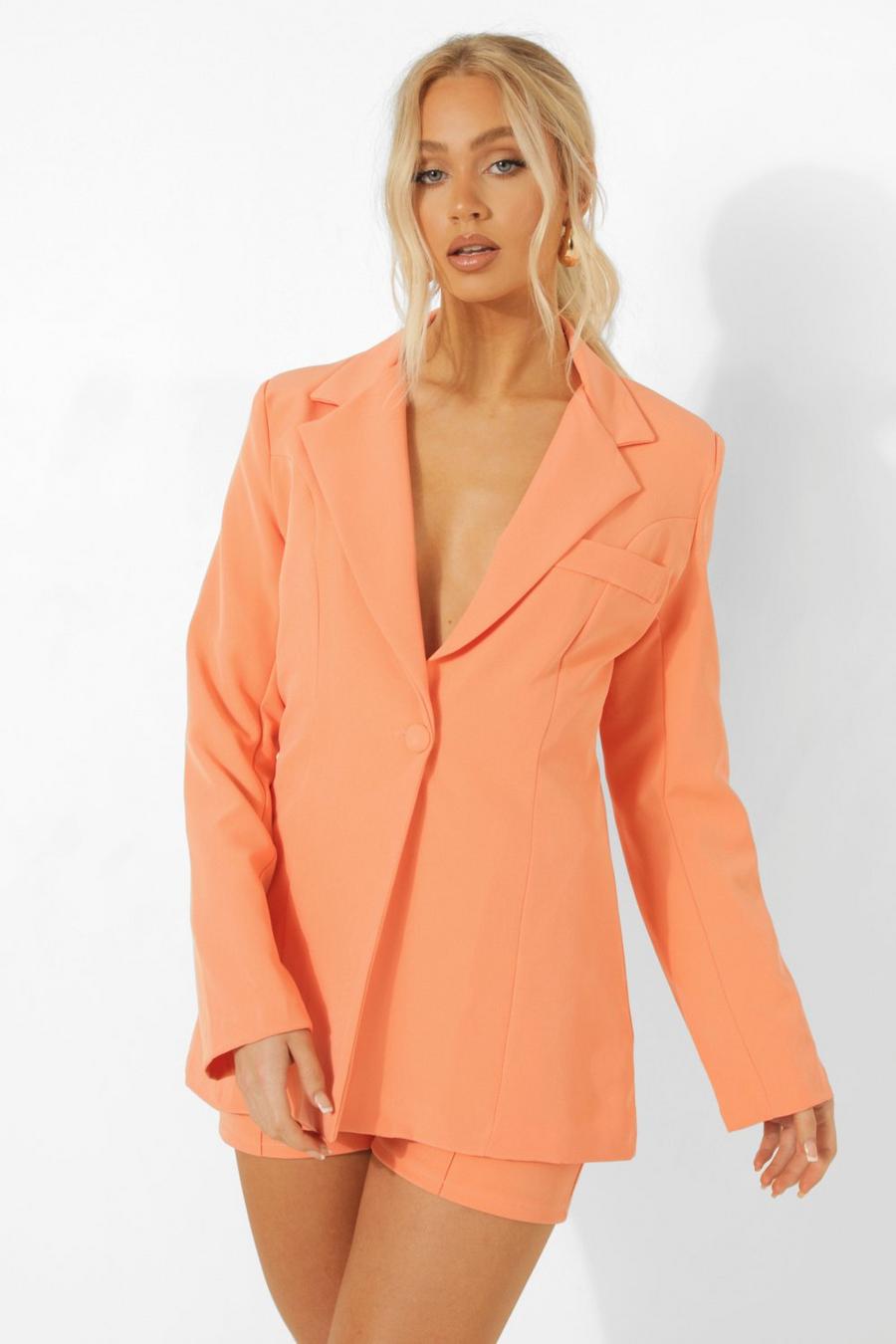 Coral rosa Fitted Tailored Blazer image number 1