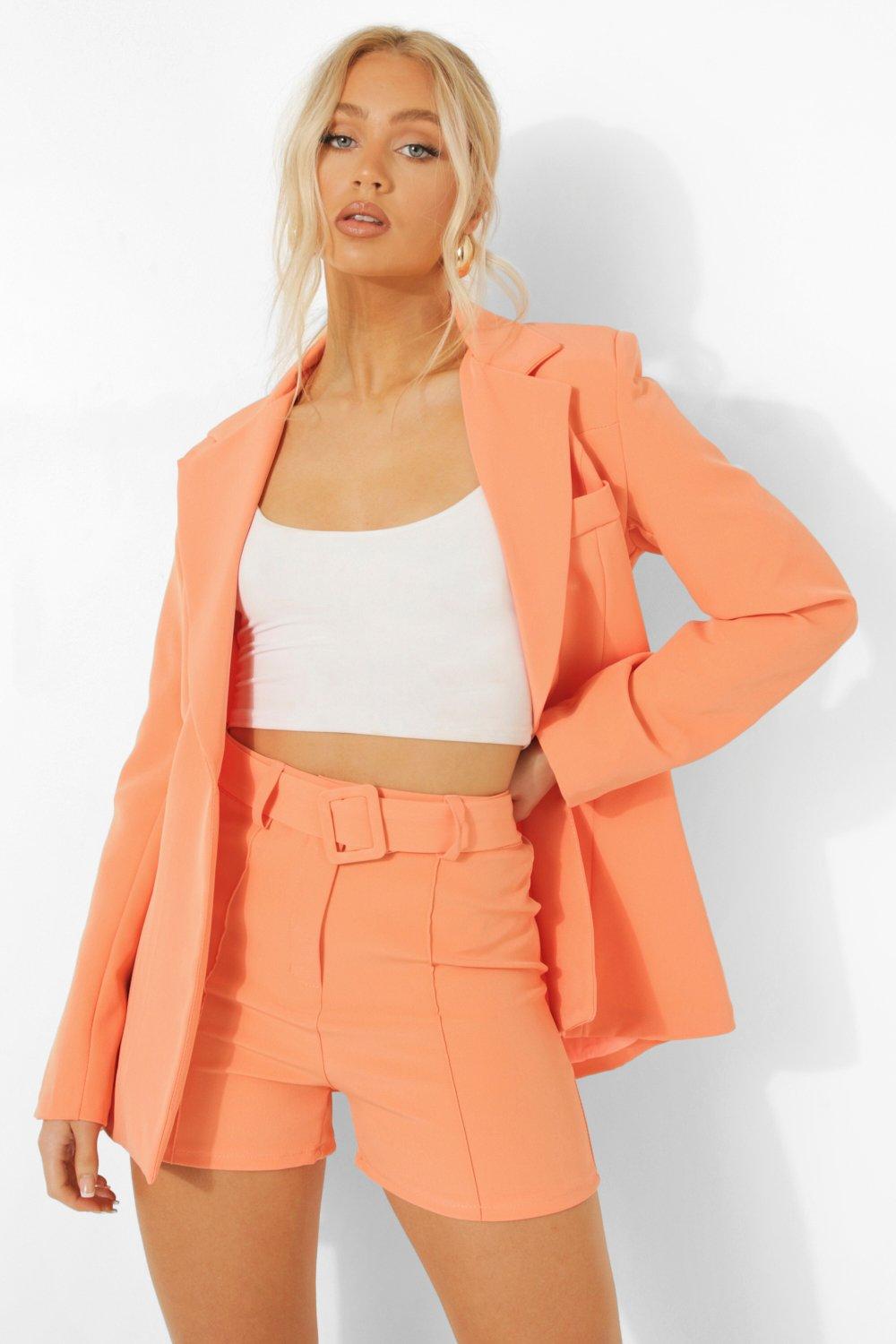 Fitted Blazer Belted Shorts Suit Set