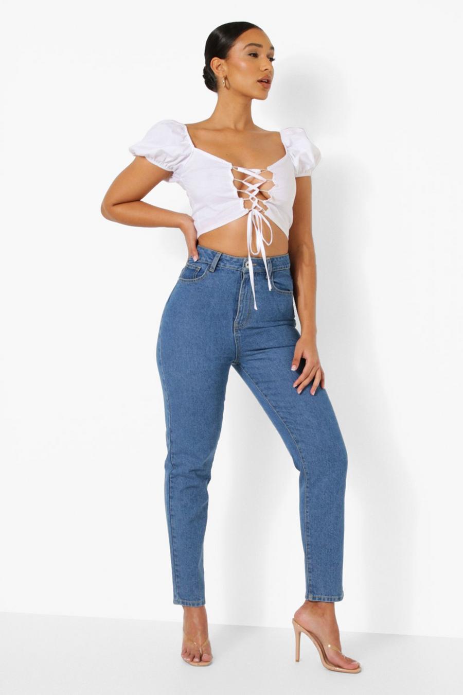 Mid blue High Rise Mom Jeans image number 1
