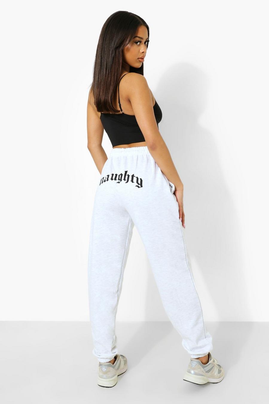 Ash grey Naughty Joggers med tryck bak image number 1