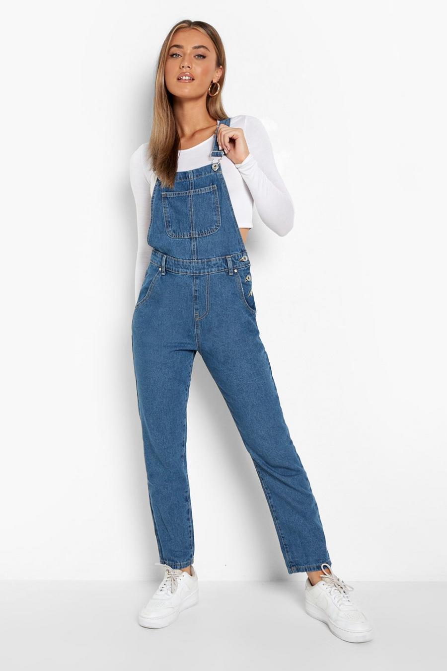 Lange Jeans-Latzhose, Mid blue image number 1