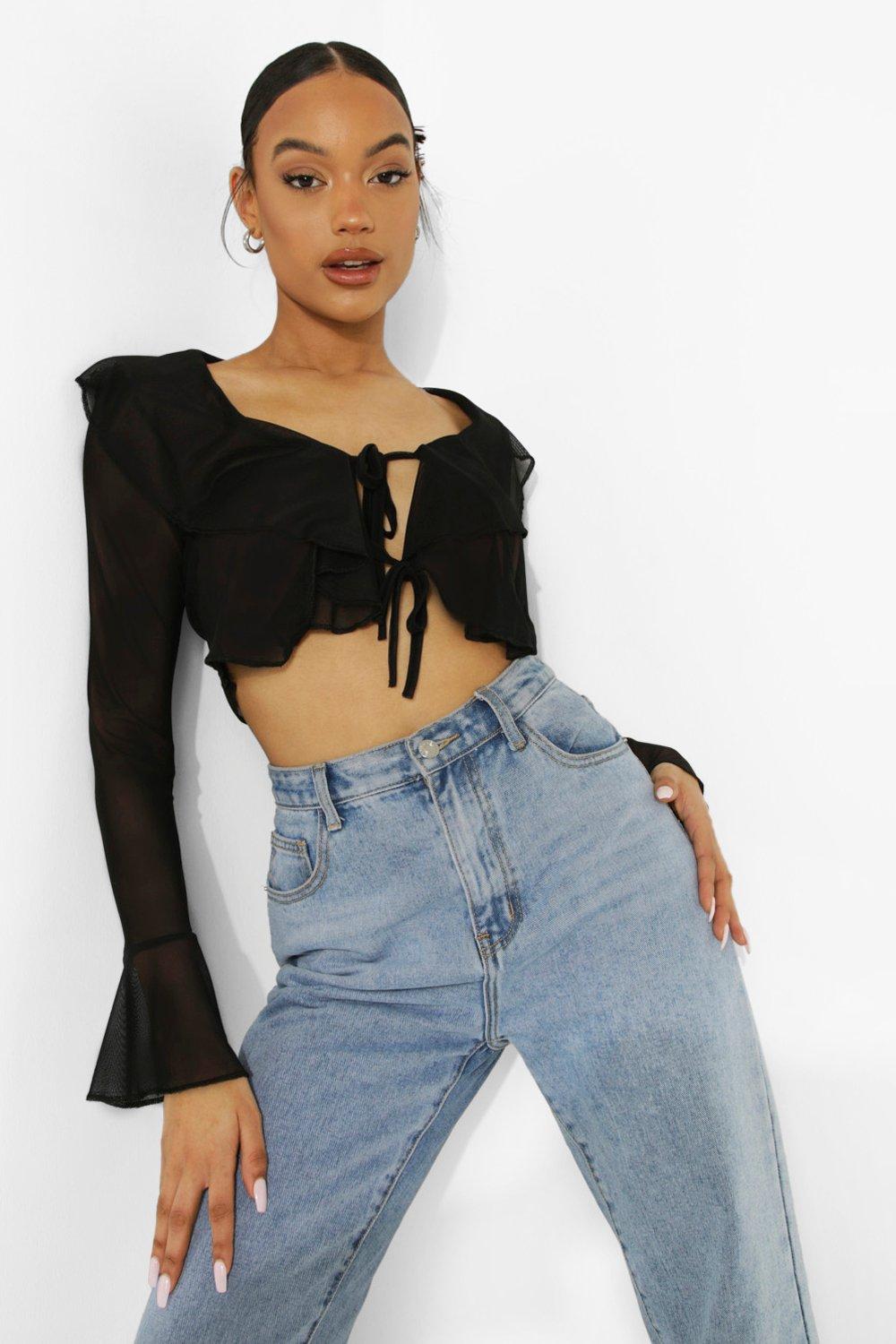 Boohoo best sale ruffle blouse