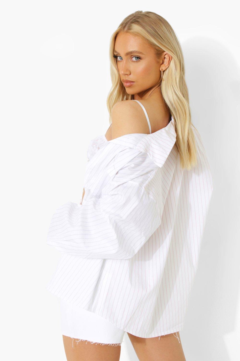 Color Block Pinstripe Oversized Shirt