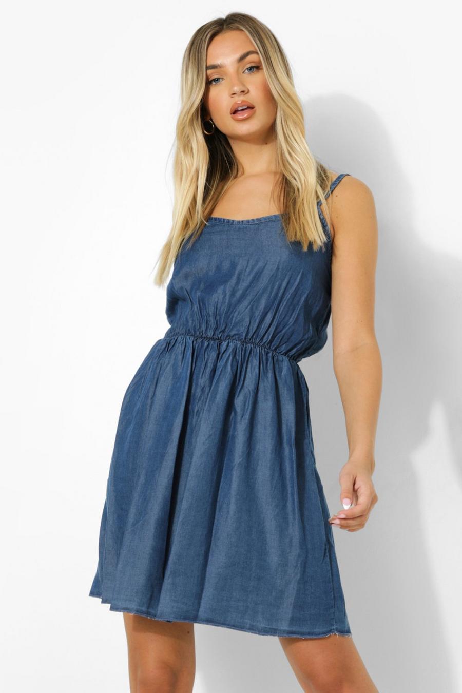 Mid blue blå Cami Chambray Summer Dress