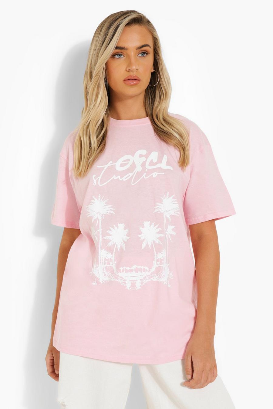 Oversize T-Shirt mit Print, Light pink image number 1