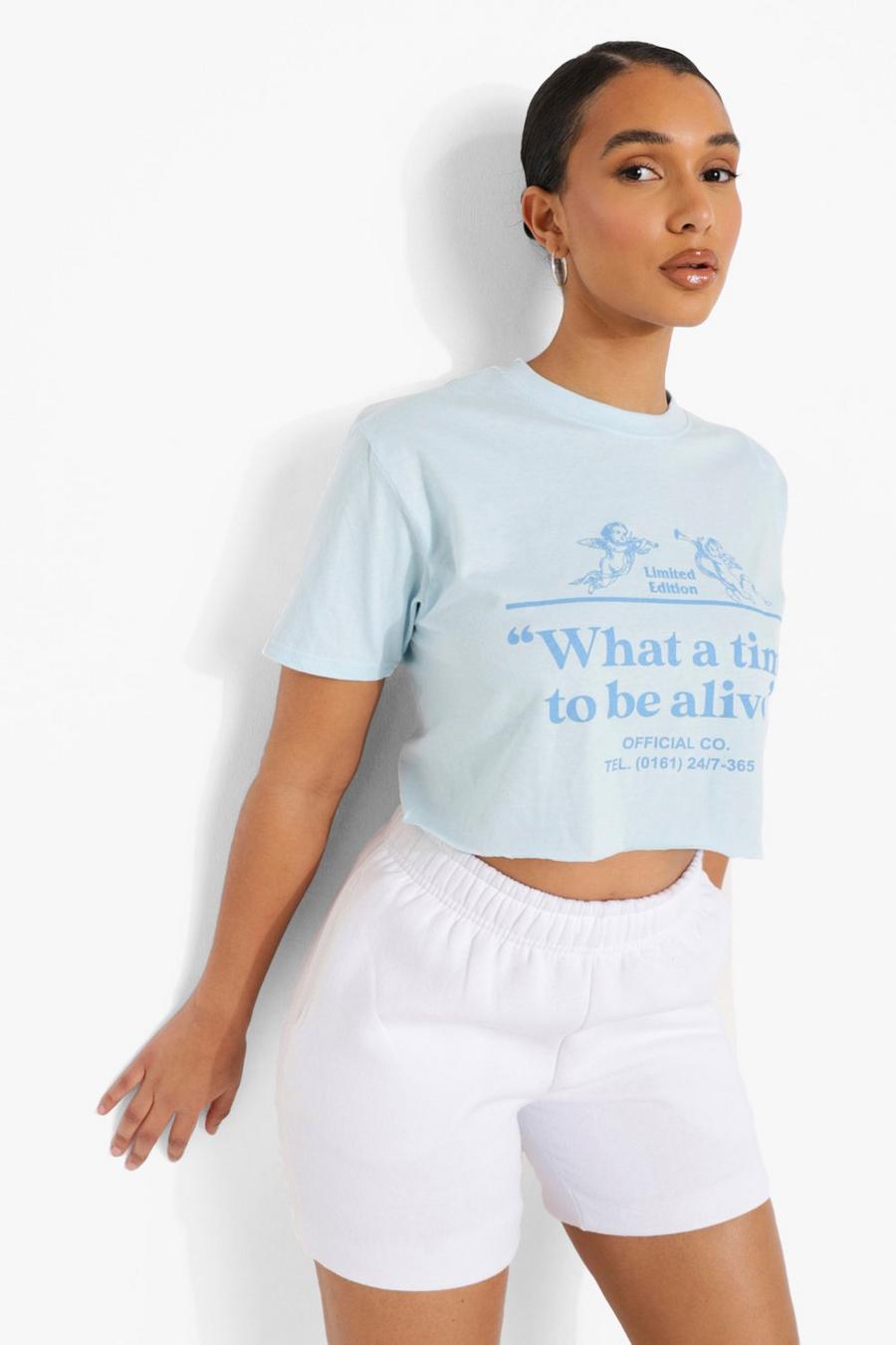 Light blue Printed Cropped T-shirt image number 1