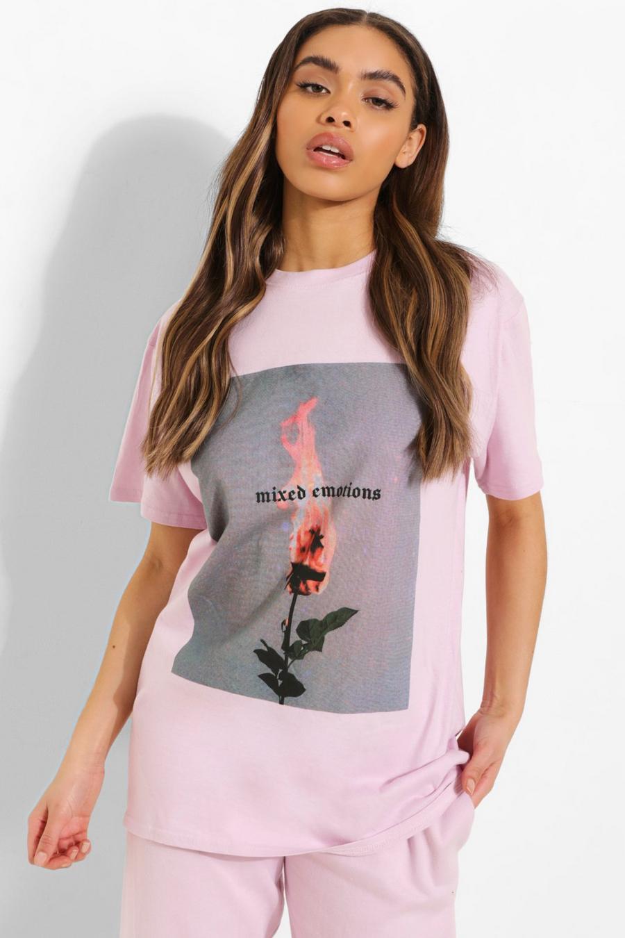 Lilac Oversize t-shirt med tryck image number 1