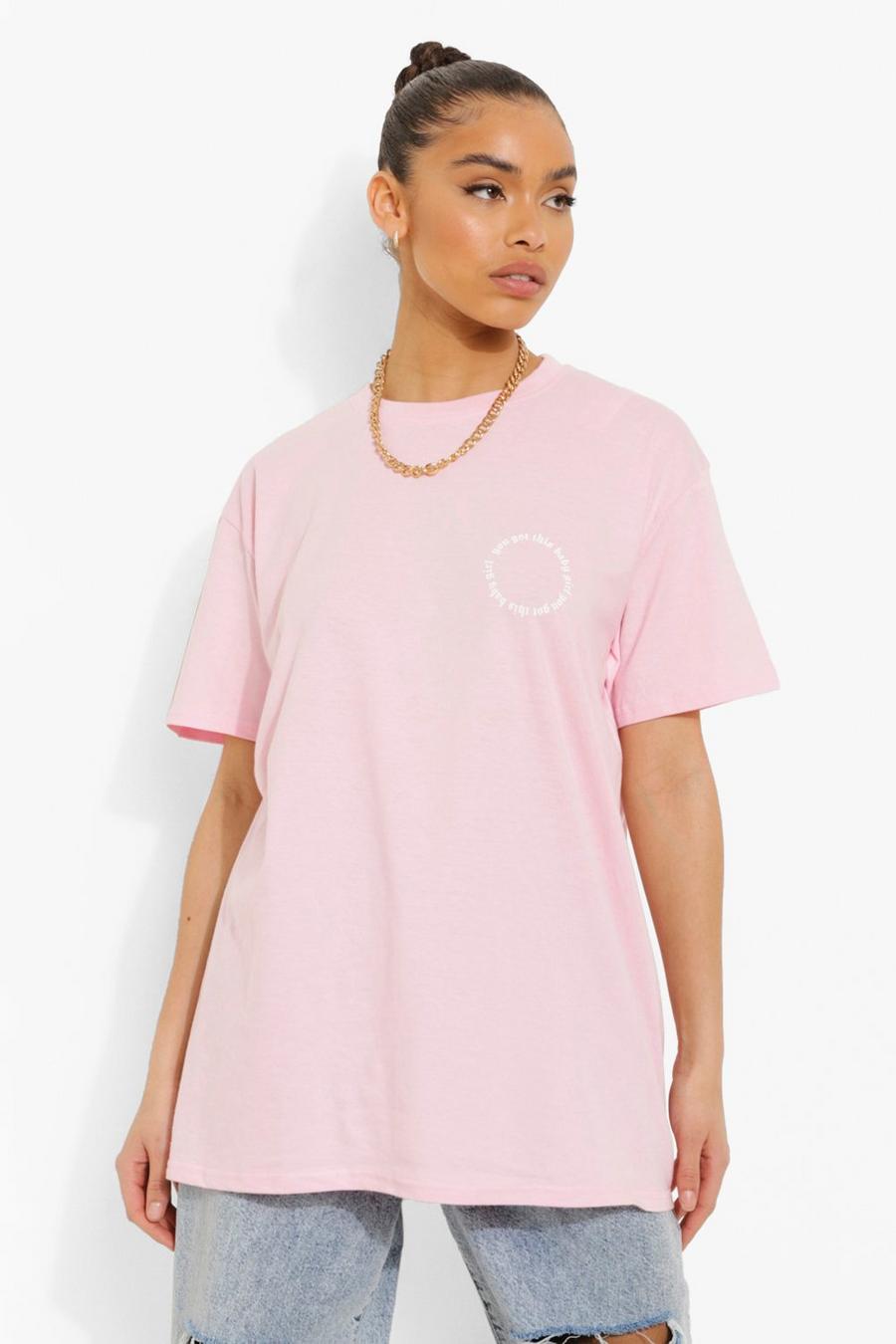 Oversize T-Shirt mit Print-Tasche, Light pink image number 1