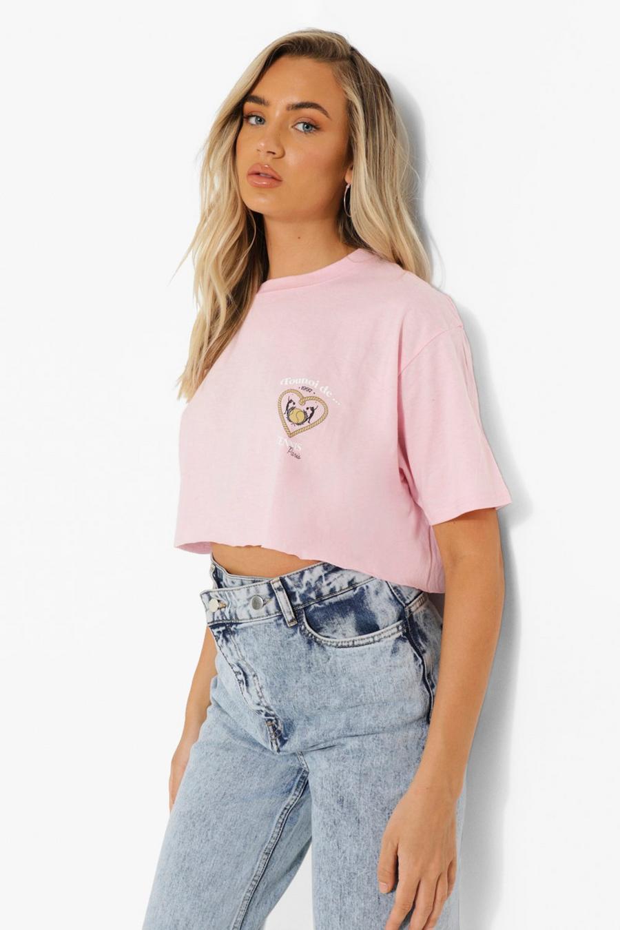Kurzes T-Shirt mit Taschenprint, Light pink image number 1