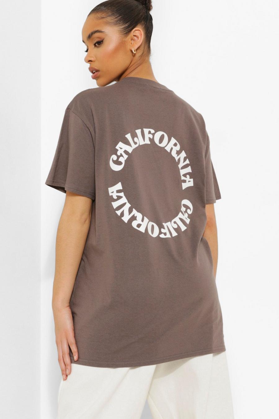 Charcoal Oversized T-Shirt Met Rugopdruk image number 1