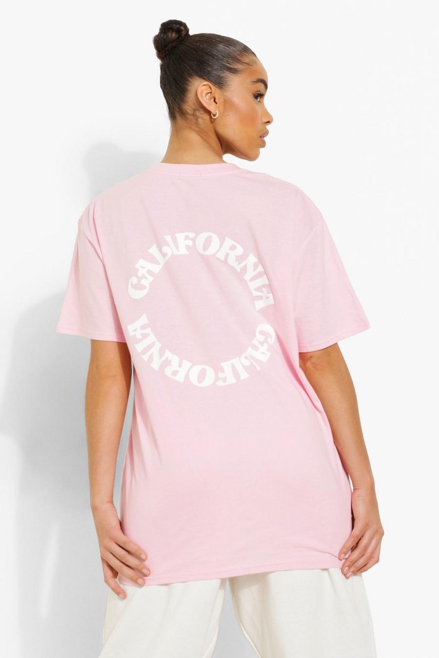Light pink Oversize t-shirt med tryck bak image number 1