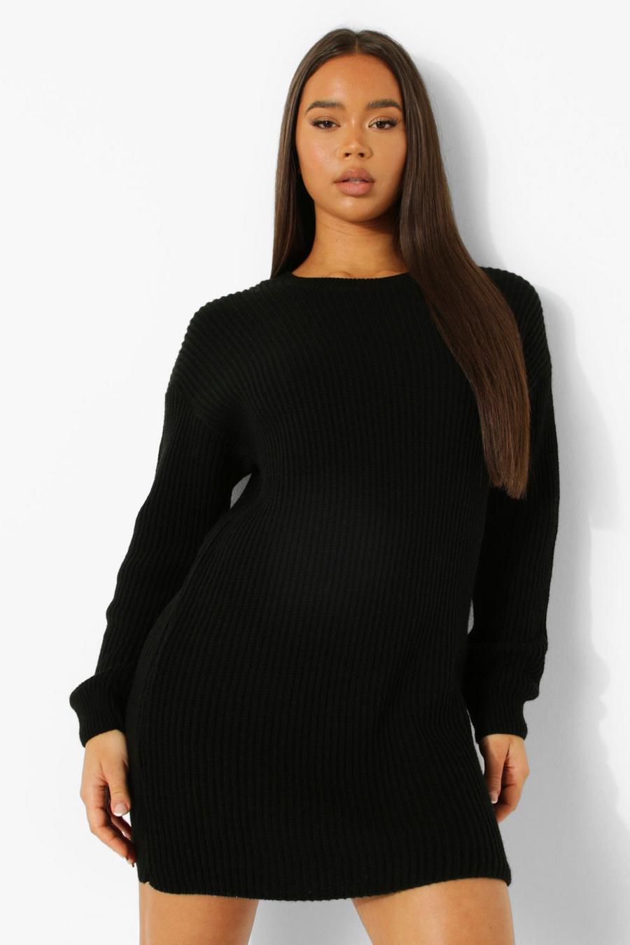 שחור שמלת סוודר סרוגה עם כיתוב Official  image number 1