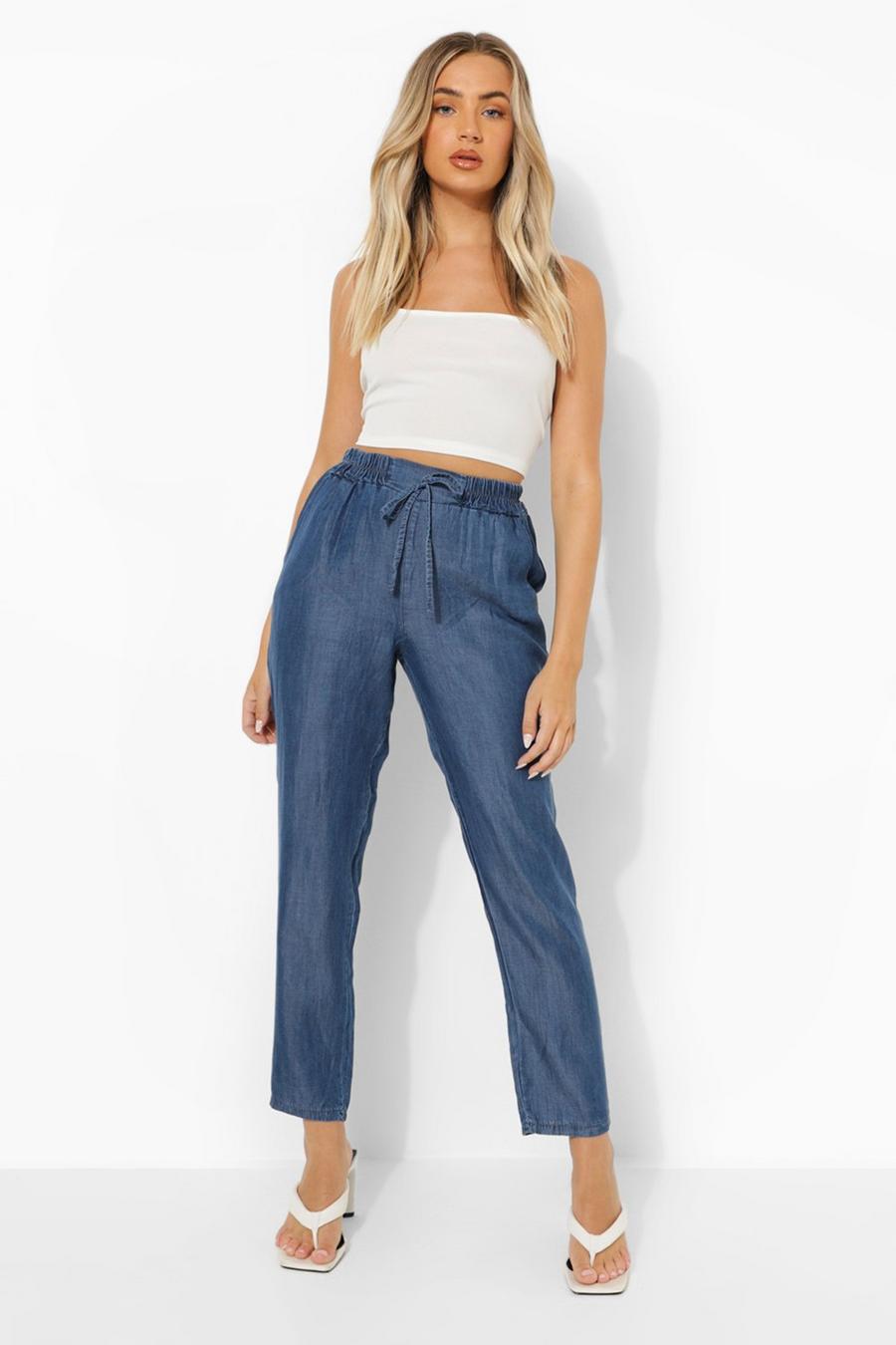 Mid blue Basic Chambray Cropped Pants image number 1