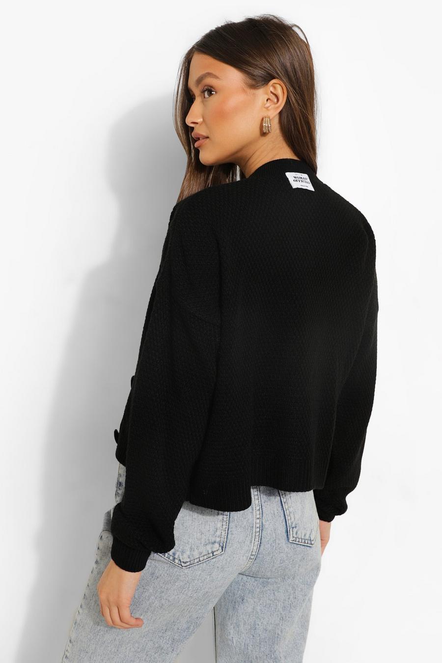 Black Official Knitted Cropped Cardigan image number 1