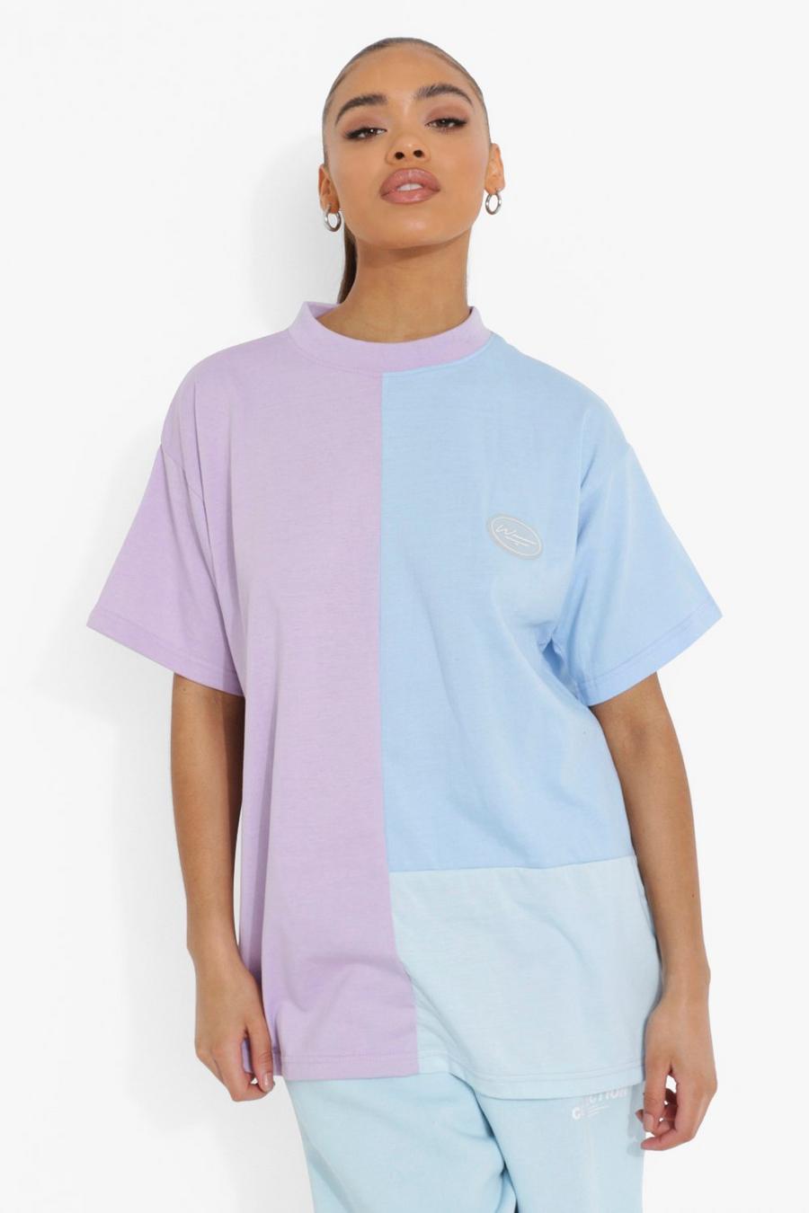 T-shirt a blocchi di colore, Lilac image number 1