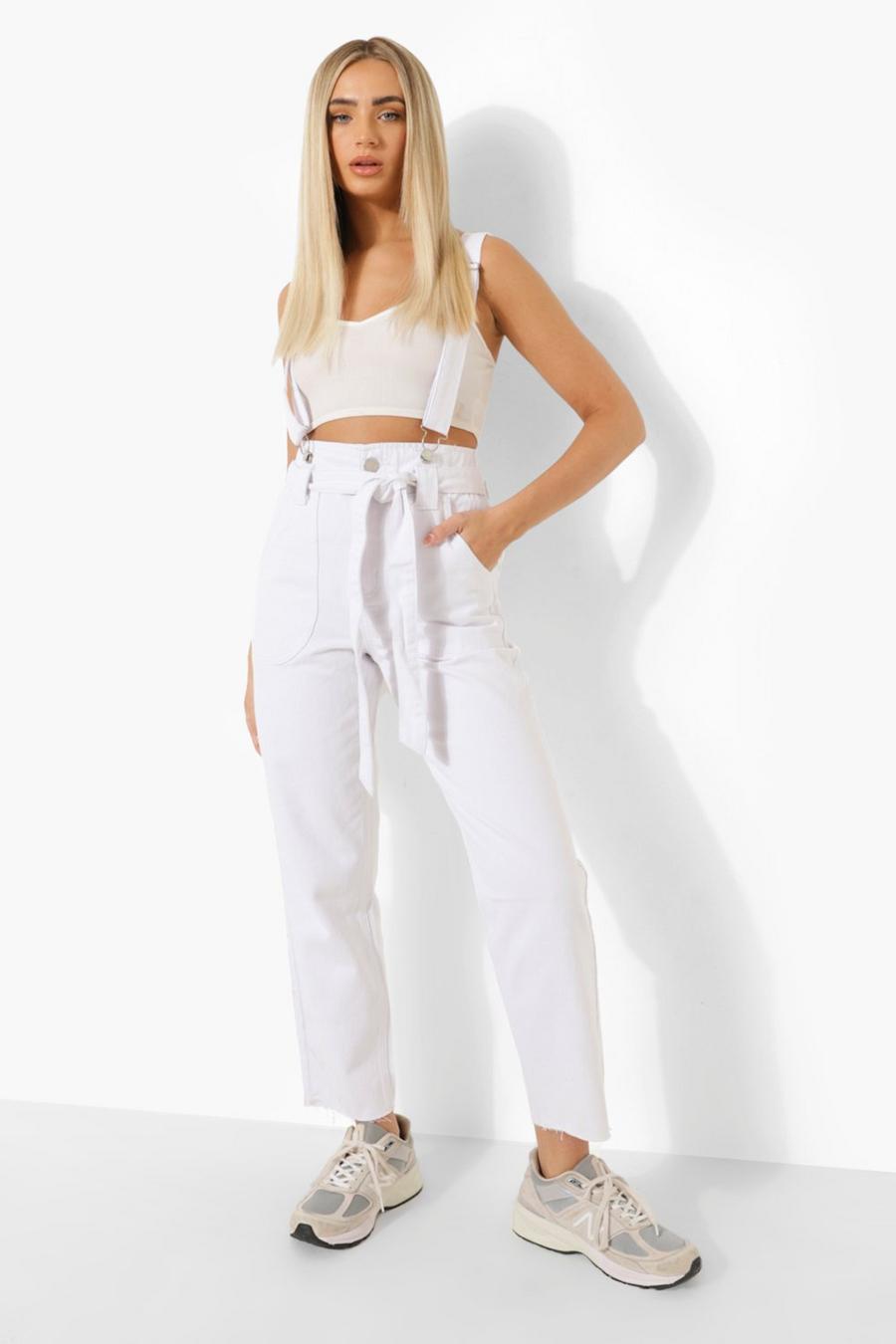 White Pinafore Mom Jeans Met Hoge Taille image number 1