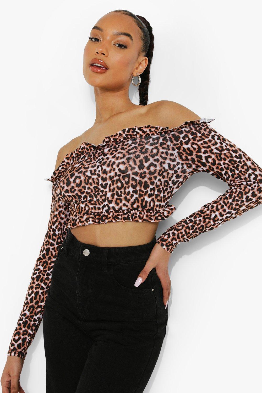 Cheetah off the online shoulder top