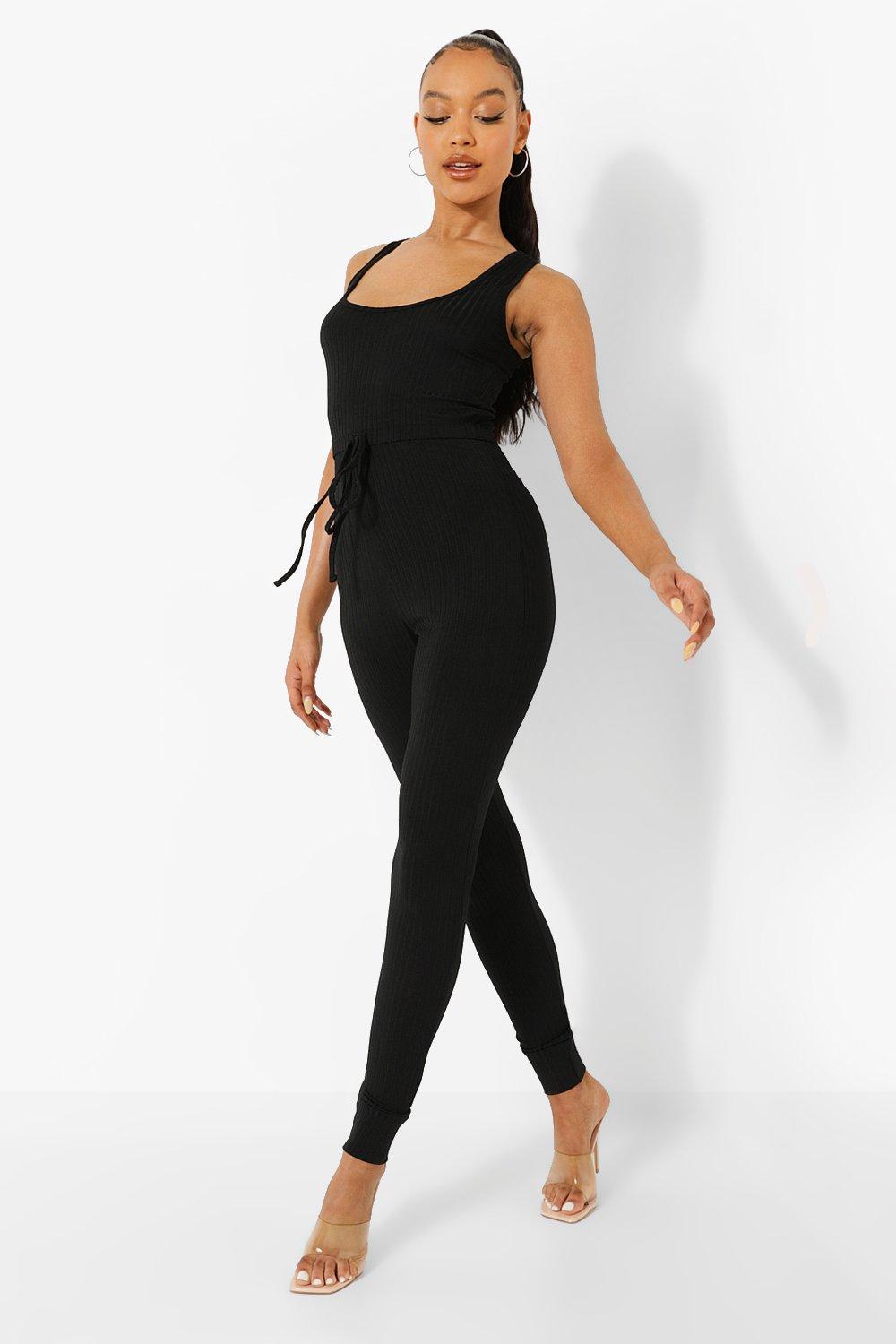 Boohoo best sale ribbed jumpsuit